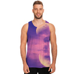 Purple Sky And Full Moon Print Men's Tank Top