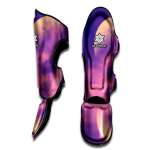 Purple Sky And Full Moon Print Muay Thai Shin Guard