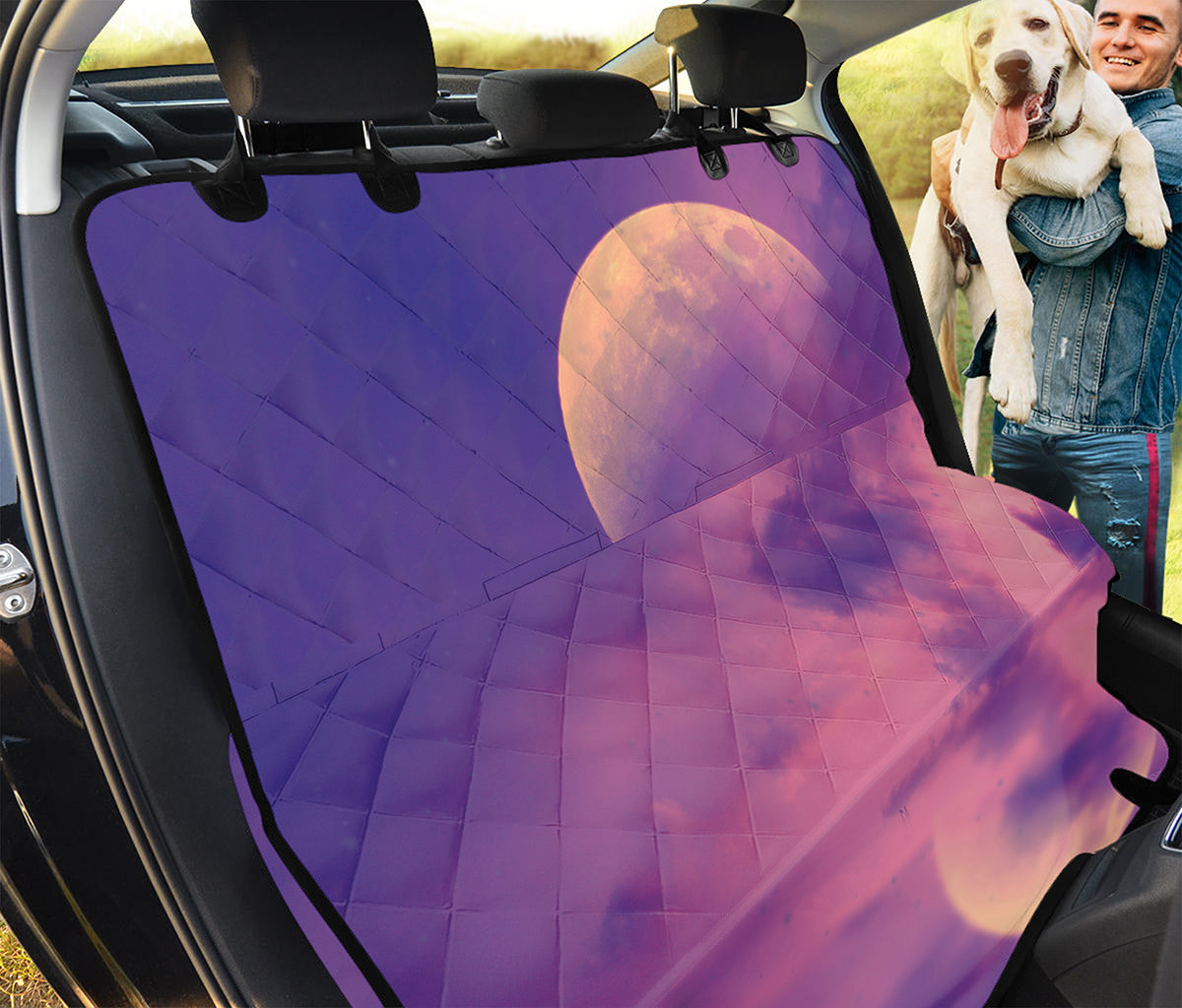 Purple Sky And Full Moon Print Pet Car Back Seat Cover