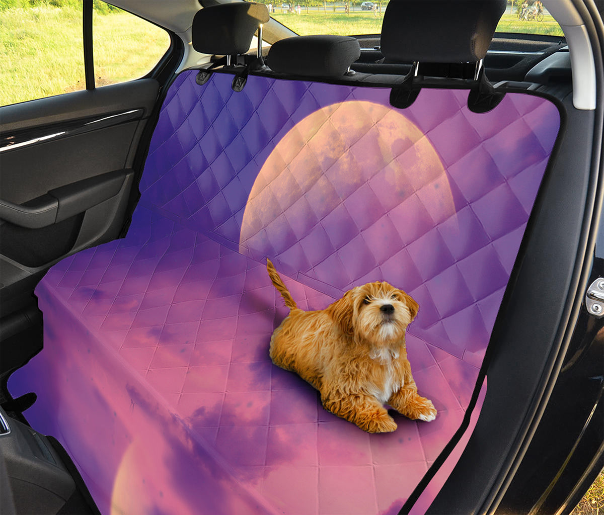 Purple Sky And Full Moon Print Pet Car Back Seat Cover