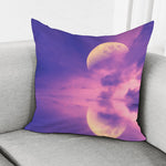 Purple Sky And Full Moon Print Pillow Cover