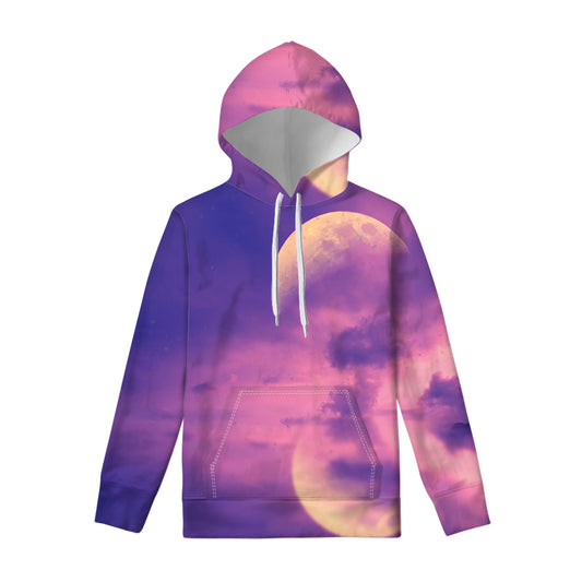 Purple Sky And Full Moon Print Pullover Hoodie
