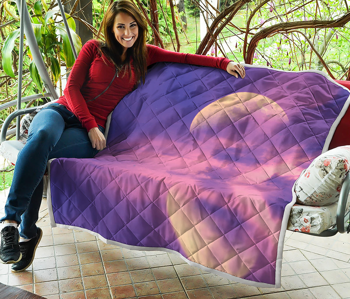 Purple Sky And Full Moon Print Quilt