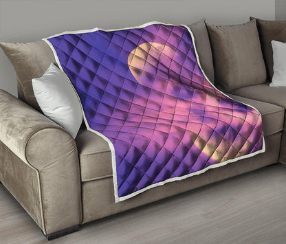 Purple Sky And Full Moon Print Quilt