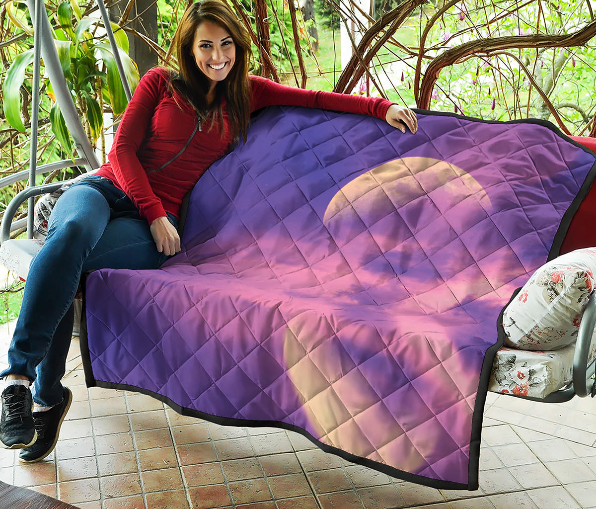 Purple Sky And Full Moon Print Quilt