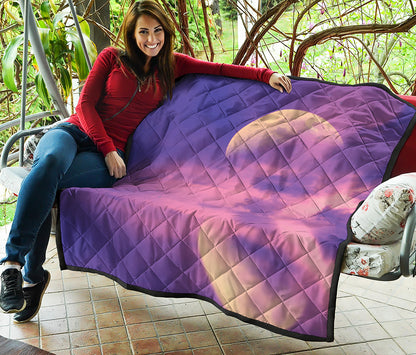 Purple Sky And Full Moon Print Quilt