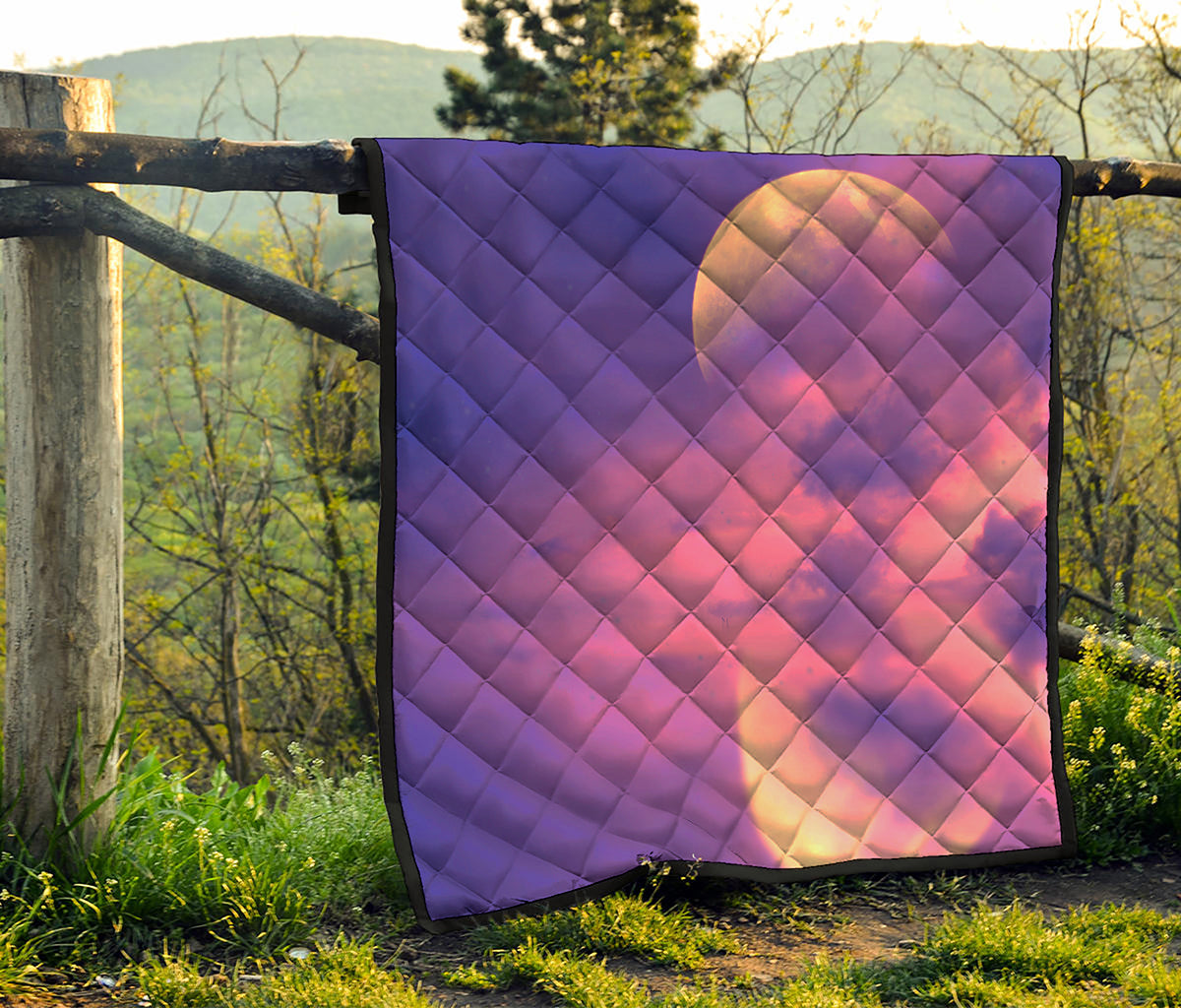 Purple Sky And Full Moon Print Quilt