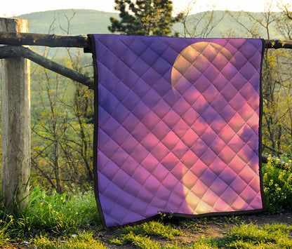 Purple Sky And Full Moon Print Quilt