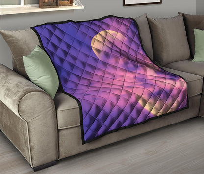 Purple Sky And Full Moon Print Quilt