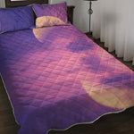 Purple Sky And Full Moon Print Quilt Bed Set
