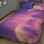 Purple Sky And Full Moon Print Quilt Bed Set