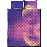 Purple Sky And Full Moon Print Quilt Bed Set