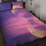 Purple Sky And Full Moon Print Quilt Bed Set