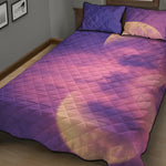 Purple Sky And Full Moon Print Quilt Bed Set
