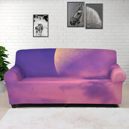 Purple Sky And Full Moon Print Sofa Cover
