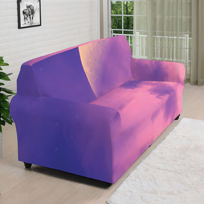Purple Sky And Full Moon Print Sofa Cover
