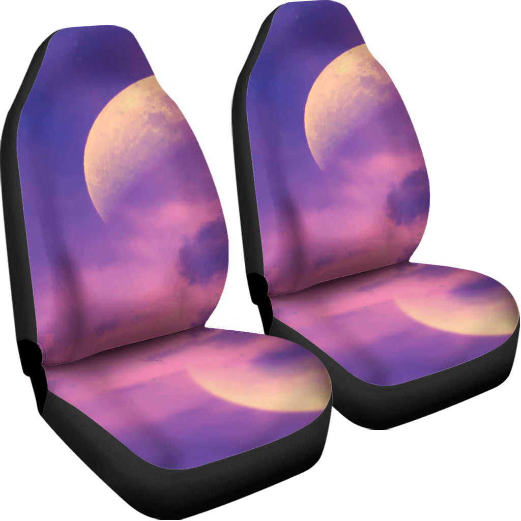 Purple Sky And Full Moon Print Universal Fit Car Seat Covers