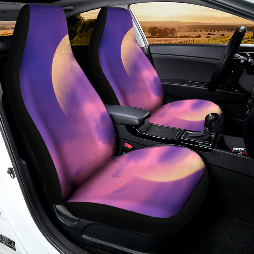 Purple Sky And Full Moon Print Universal Fit Car Seat Covers