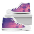 Purple Sky And Full Moon Print White High Top Sneakers