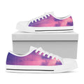 Purple Sky And Full Moon Print White Low Top Sneakers