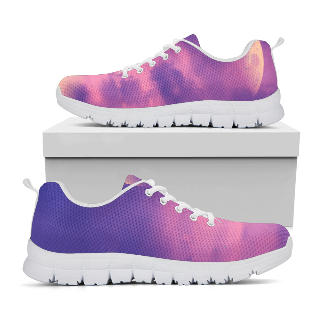 Purple Sky And Full Moon Print White Sneakers