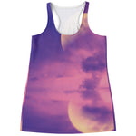 Purple Sky And Full Moon Print Women's Racerback Tank Top