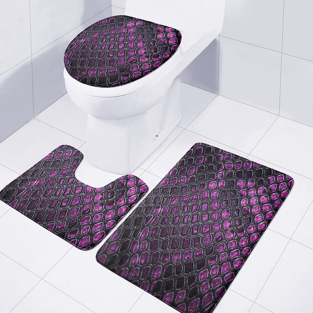 Purple Snakeskin Print 3 Piece Bath Mat Set