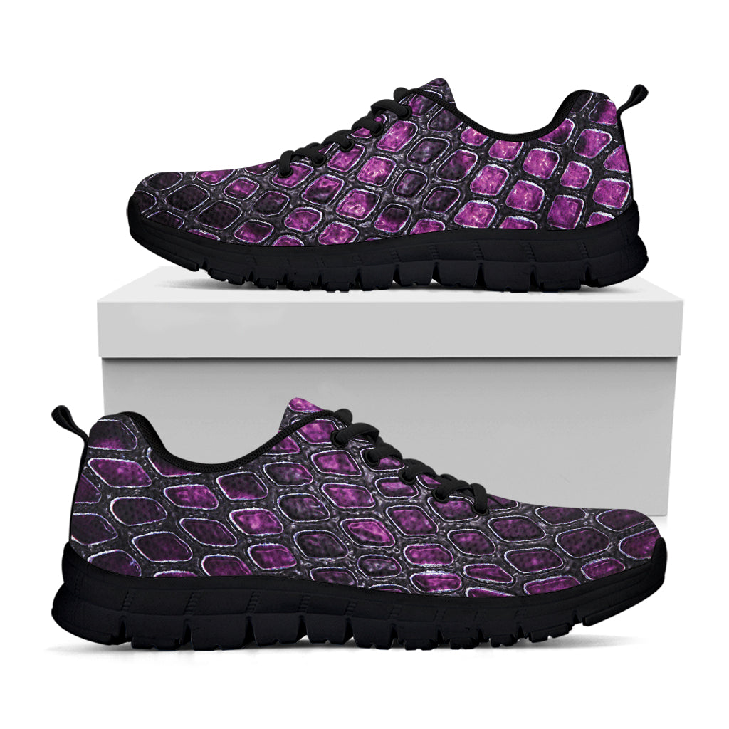 Purple Snakeskin Print Black Sneakers