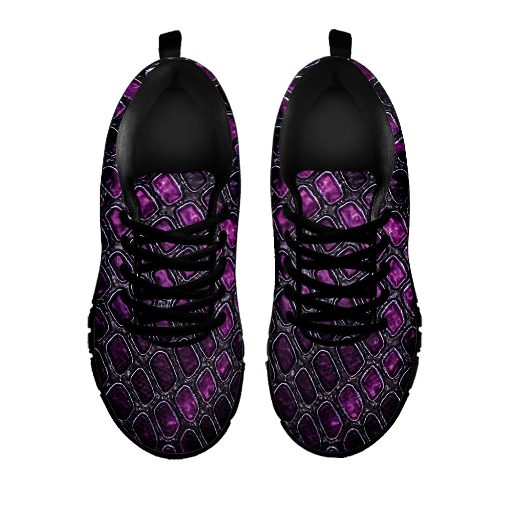 Purple Snakeskin Print Black Sneakers
