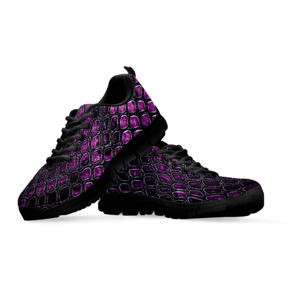 Purple Snakeskin Print Black Sneakers