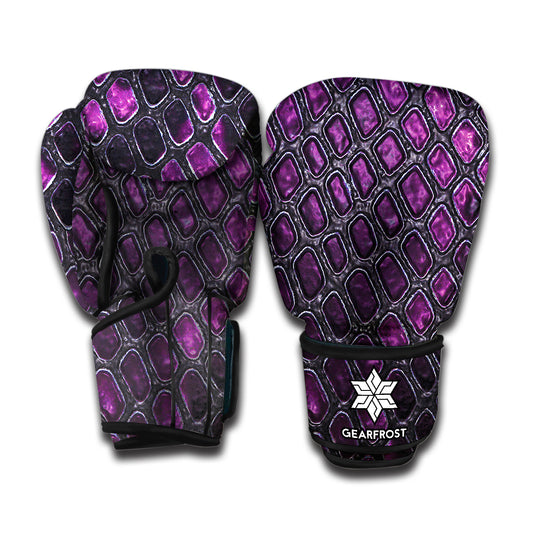 Purple Snakeskin Print Boxing Gloves