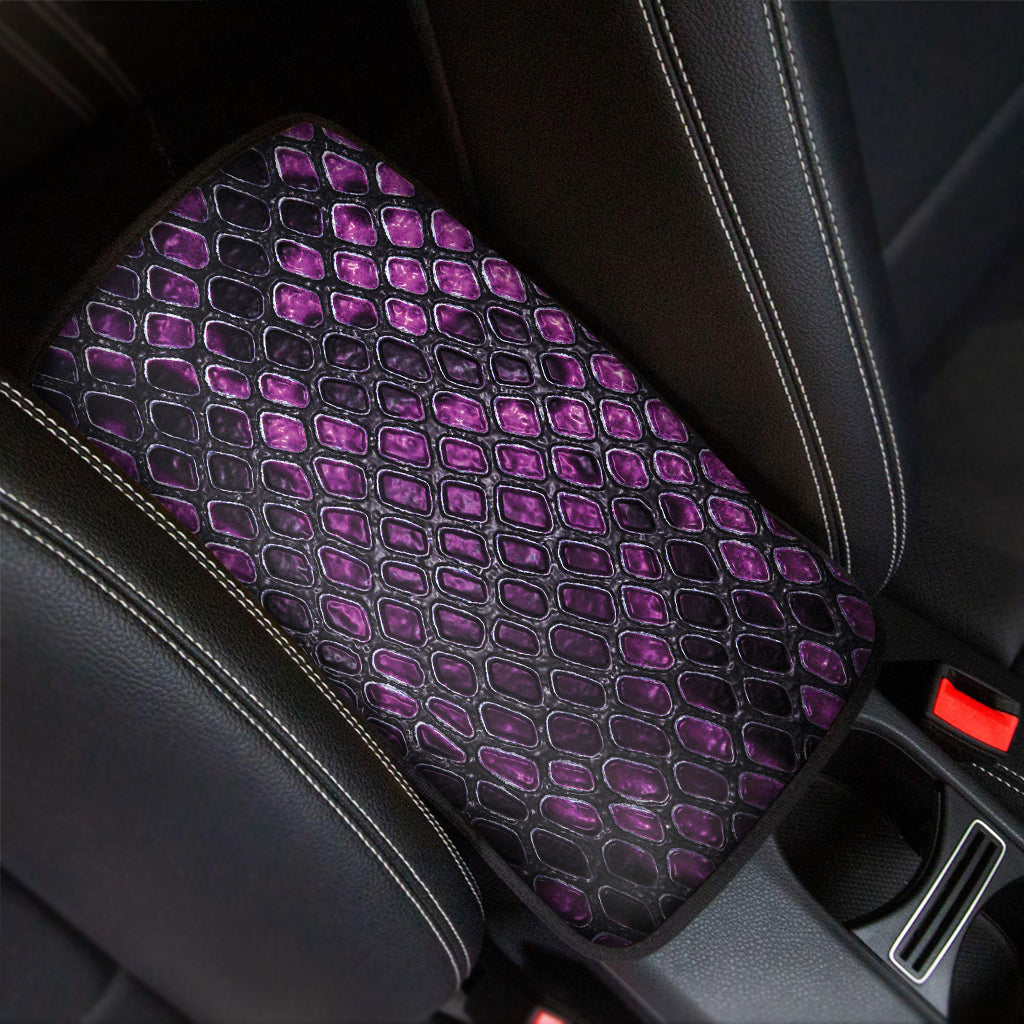 Purple Snakeskin Print Car Center Console Cover