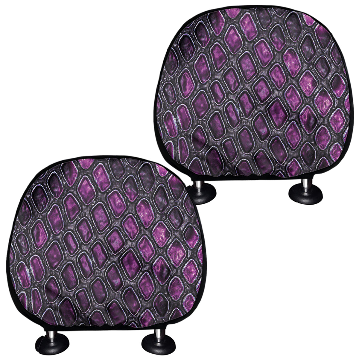 Purple Snakeskin Print Car Headrest Covers