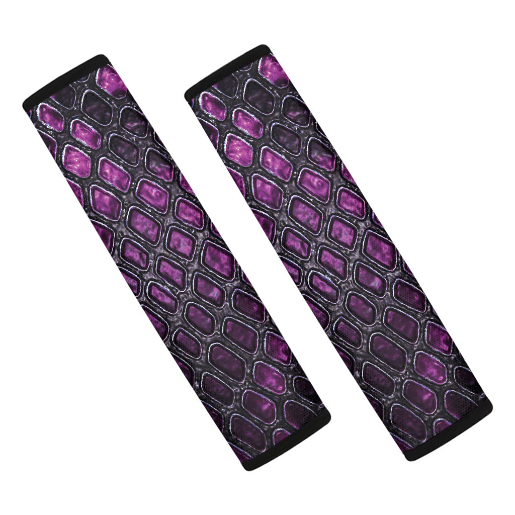 Purple Snakeskin Print Car Seat Belt Covers