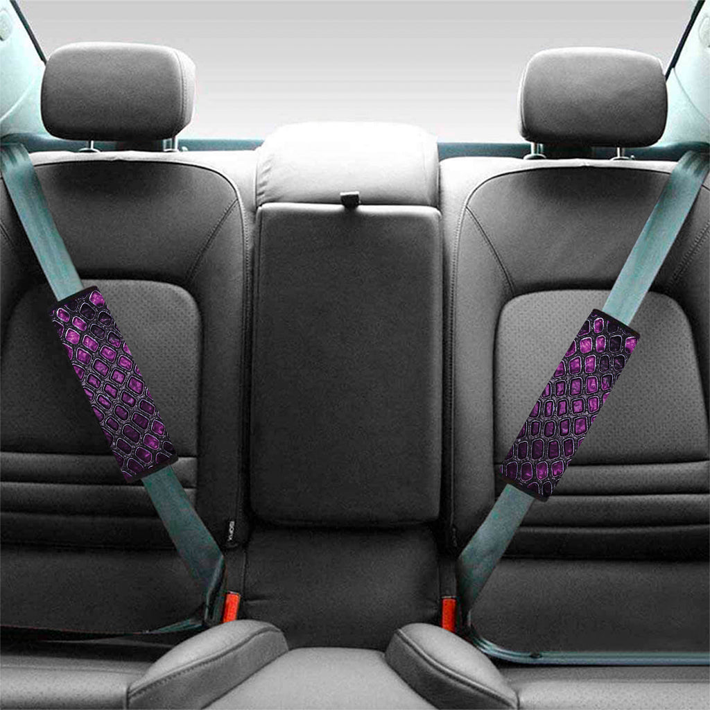 Purple Snakeskin Print Car Seat Belt Covers