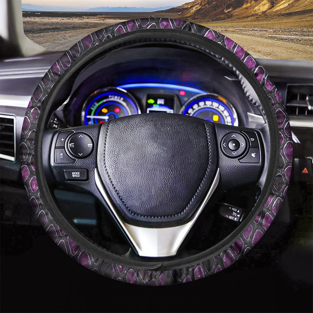 Purple Snakeskin Print Car Steering Wheel Cover