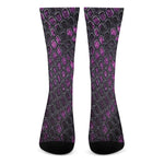 Purple Snakeskin Print Crew Socks