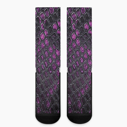 Purple Snakeskin Print Crew Socks
