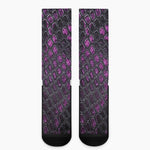 Purple Snakeskin Print Crew Socks