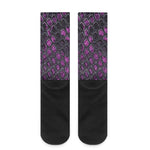Purple Snakeskin Print Crew Socks