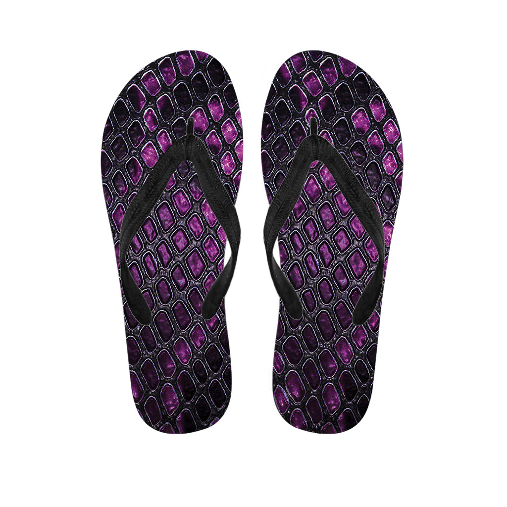 Purple Snakeskin Print Flip Flops
