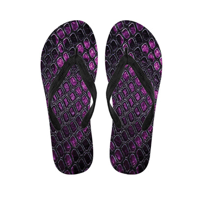 Purple Snakeskin Print Flip Flops