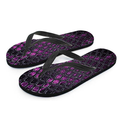Purple Snakeskin Print Flip Flops