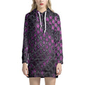 Purple Snakeskin Print Pullover Hoodie Dress