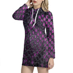 Purple Snakeskin Print Hoodie Dress