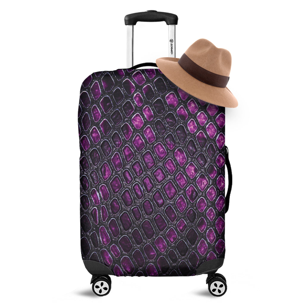 Purple Snakeskin Print Luggage Cover