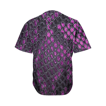 Purple Snakeskin Print Men's Baseball Jersey