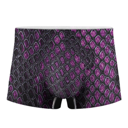 Purple Snakeskin Print Men's Boxer Briefs