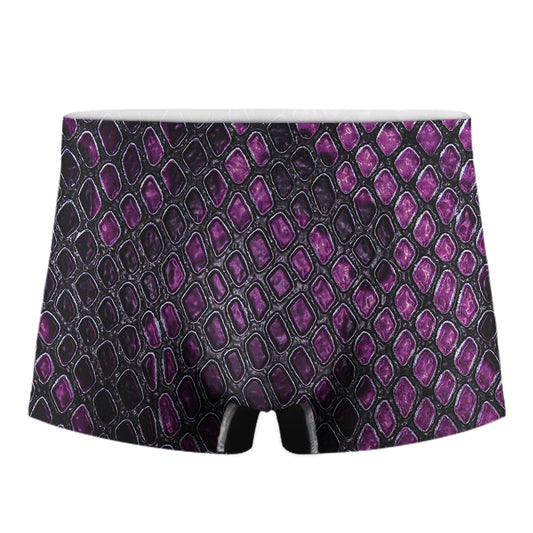 Purple Snakeskin Print Men's Boxer Briefs