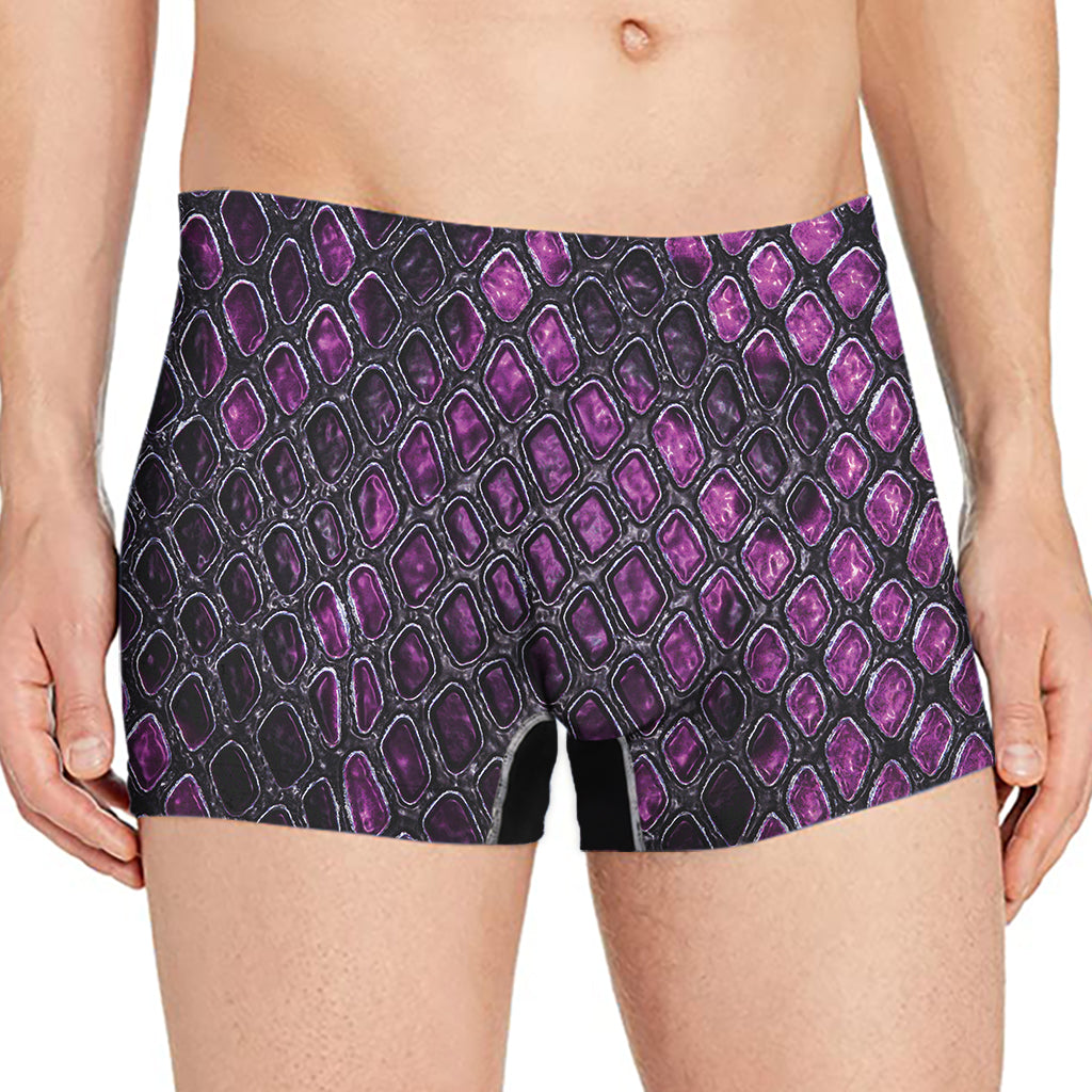 Purple Snakeskin Print Men's Boxer Briefs